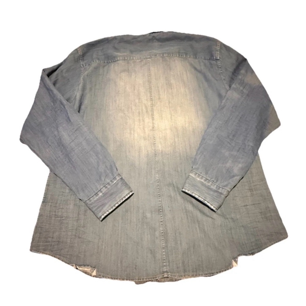 Frank & Eileen Eileen Denim relaxed Barry Woven Button Shirt Distressed Italy - Picture 13 of 13